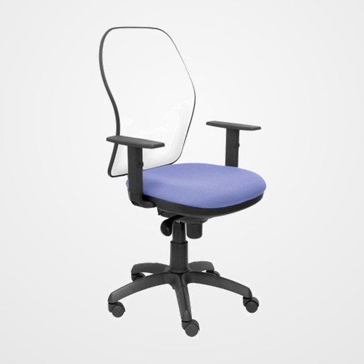 SILLA PIQUERAS Y CRESPO JORQUERA BRAZOS REGULABLES MECANISMO SINCRO CON REGULADOR DE TENSION RESPALDO DE MALLA BLANCA Y ASIENTO TAPIZADO BALI AZUL CLARO