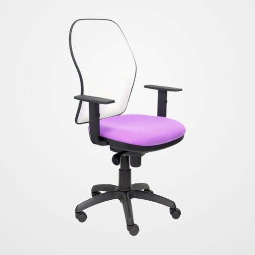 SILLA PIQUERAS Y CRESPO JORQUERA BRAZOS REGULABLES MECANISMO SINCRO CON REGULADOR DE TENSION RESPALDO DE MALLA BLANCA Y ASIENTO TAPIZADO BALI LILA