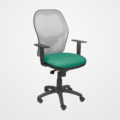 SILLA PIQUERAS Y CRESPO JORQUERA BRAZOS REGULABLES MECANISMO SINCRO CON REGULADOR DE TENSION RESPALDO DE MALLA GRIS Y ASIENTO TAPIZADO BALI VERDE