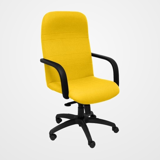 SILLA PIQUERAS Y CRESPO LETUR DIRECCION BRAZOS FIJOS MECANISMO BASCULANTE Y ALTURA AJUSTABLE GRAN CONFORTABILIDAD RUEDAS de NYLON ASIENTO Y RESPALDO TAPIZADO BALI AMARILLO