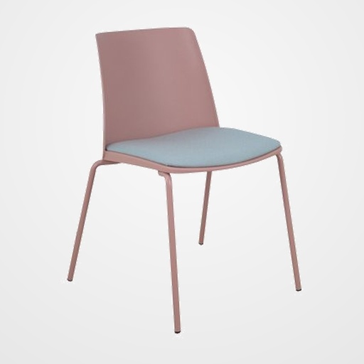SILLA PIQUERAS Y CRESPO ORGAZ CONFIDENTE ERGONOMICA APILABLE ASIENTO TAPIZADO BALI GRIS CLARO Y CARCASA MONOBLOQUE Y PATAS HIERRO ROSA PACK de 4