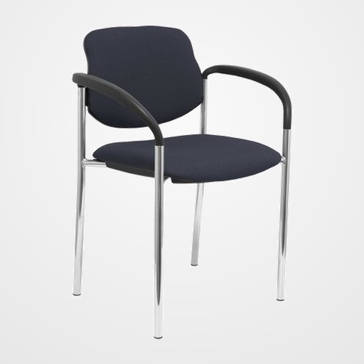 SILLA PIQUERAS Y CRESPO VILLALGORDO CONFIDENTE BRAZOS FIJOS CHASIS CROMO ASIENTO Y RESPALDO TAPIZADOS BALI GRIS OSCURO
