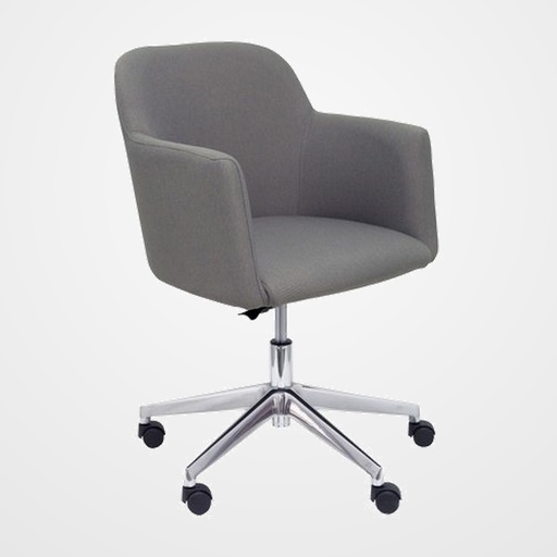 SILLON PIQUERAS Y CRESPO ATHENEA CONFIDENTE MECANISMO GIRATORIO CON ELEVACION EN ALTURA BASE CROMADA Y TAPIZADO ERA GRIS