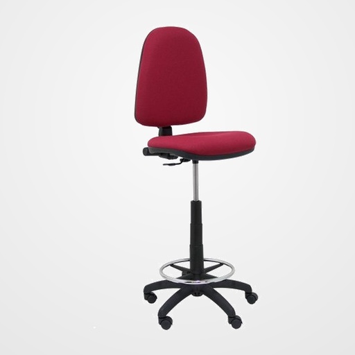 TABURETE PIQUERAS Y CRESPO AYNA ERGONOMICO MECANISMO DE CONTACTO PERMANENTE REGULABLE EN ALTURA Y ARO REPOSAPIES ASIENTO Y RESPALDO TAPIZADOS BALI GRANATE