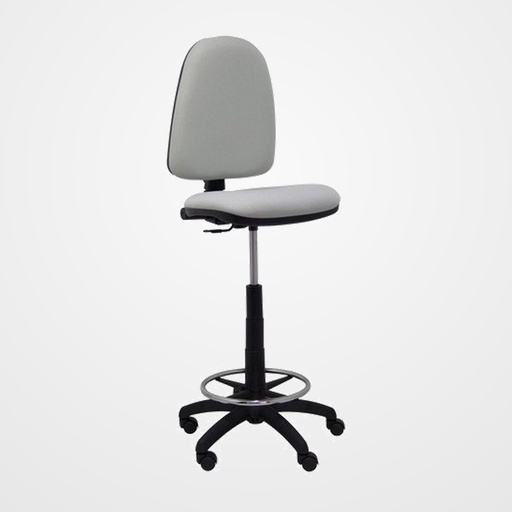 TABURETE PIQUERAS Y CRESPO AYNA ERGONOMICO MECANISMO DE CONTACTO PERMANENTE REGULABLE EN ALTURA Y ARO REPOSAPIES ASIENTO Y RESPALDO TAPIZADOS BALI GRIS CLARO
