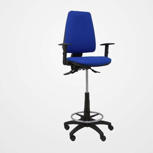 TABURETE PIQUERAS Y CRESPO ELCHE S BRAZOS REGULABLES ERGONOMICO MECANISMO ASINCRO REGULABLE EN ALTURA ARO REPOSAPIES CROMADO RUEDAS NAILON ASIENTO Y RESPALDO TAPIZADOS BALI AZUL