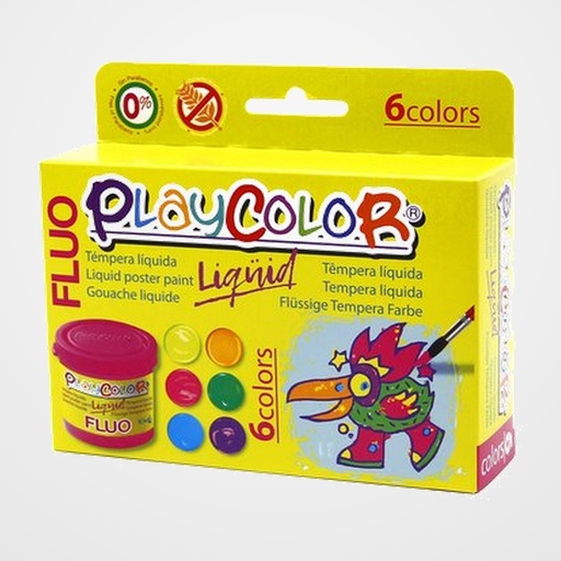TEMPERA PLAYCOLOR LIQUID 40 ml (bote) FLUO ESTUCHE de  6