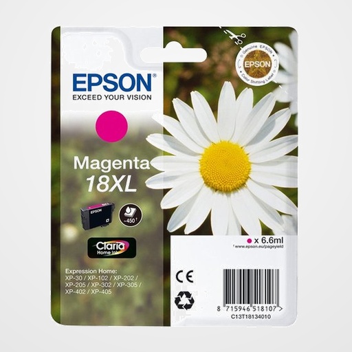 CARTUCHO INKJET EPSON T181340 18XL EXPRESSION HOME XP-102/205/305/405 MAGENTA 6,6 ml