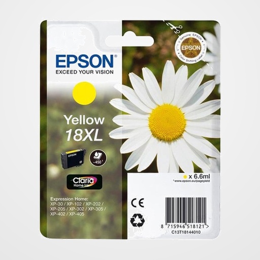 CARTUCHO INKJET EPSON T181440 18XL EXPRESSION HOME XP-102/205/305/405 AMARILLO 6,6 ml
