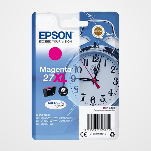 CARTUCHO INKJET EPSON T271340 Nº27XL WORKFORCE WF-3620DWF/3620DWF/3640DTWF/7110DTW/7610DWF/7620DTWF MAGENTA 10,4ML