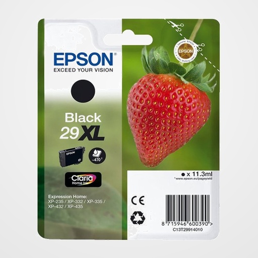 CARTUCHO INKJET EPSON T299140 Nº29XL EXPRESSION HOME XP-235/332/335/432/435 NEGRO 470 PÁG.