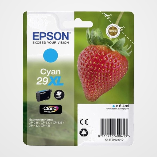 CARTUCHO INKJET EPSON T299240 Nº29XL EXPRESSION HOME XP-235/332/335/432/435 CIAN 450 PÁG.
