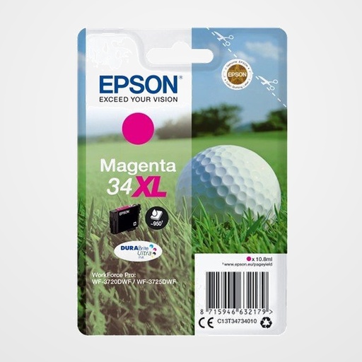 CARTUCHO INKJET EPSON T347340 Nº34XL WORKFORCE PRO WF-3720/3720DWF/3725DWF MAGENTA 10,8ML