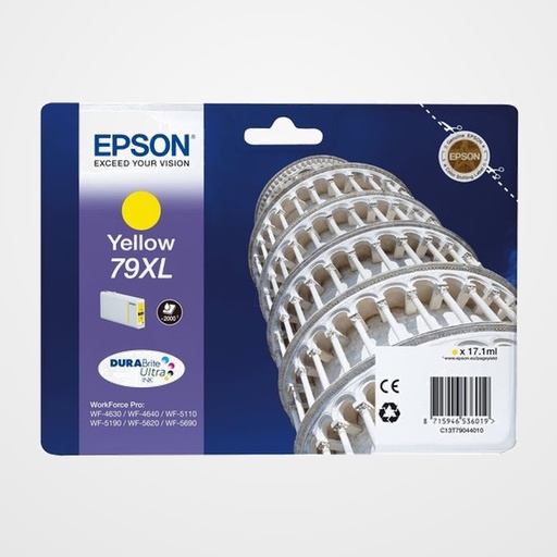 CARTUCHO INKJET EPSON T790440 Nº79XL WORKFORCE PRO WF-4630DWF/WF-4640DTWF/WF-5110DW/WF-5190DW/WF-5620DWF/WF-5690DWF AMARILLO 17,1 ml