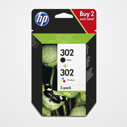 CARTUCHO INKJET HP B82L1AE  Nº302/304 110, 2130, 2600, 3630, 3700 series, HP ENVY 4520, 5010, 5020, 5030, 5050 series, HP OfficeJet 3830, 4650, 5200 series PACK DE 2 (NEGRO  + TRICOLOR)
