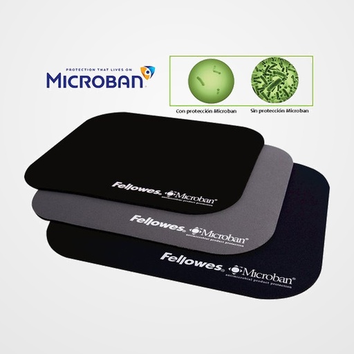 ALFOMBRILLA RATON FELLOWES CON MICROBAN BLISTER NEGRO