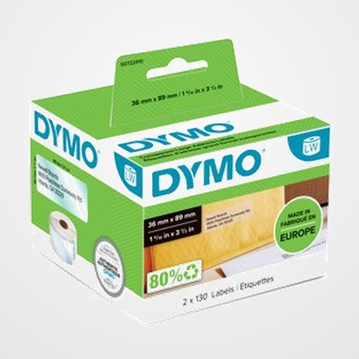 ETIQUETAS DYMO LABEL WRITER  36x89 mm ROLLO 260 uds.PLASTICO TRANSP.DIRECCION (99013)