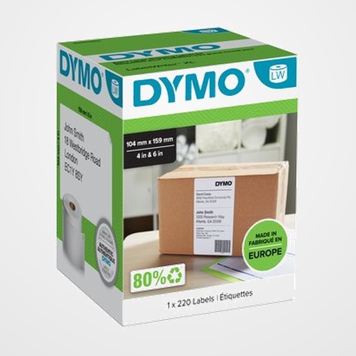 ETIQUETAS DYMO LABEL WRITER 104x159 mm ROLLO 220 uds.PAPEL BLANCO ENVIO máquina 4XL