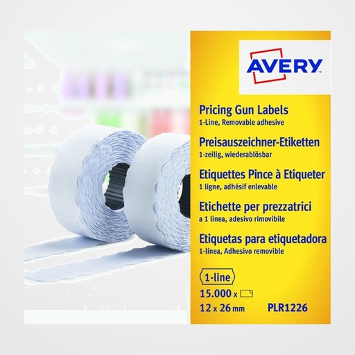 ETIQUETAS de PRECIOS AVERY ADH.REMOVIBLE 26x12 mm BLANCO ROLLO 1.500 uds.