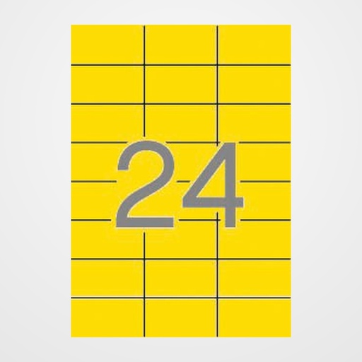 ETIQUETAS ADH.IMPR.APLI A4 COLOR AMARILLO C.RECTOS BLISTER 20h  70x37 mm 480 uds.(01591)