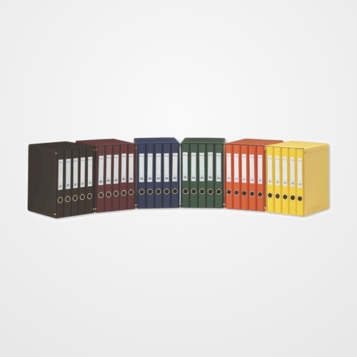 MODULO CARPETA ANILLAS PARDO FORRADO PVC 5 uds.Fº 2 an.MIXTAS 25mm NEGRO