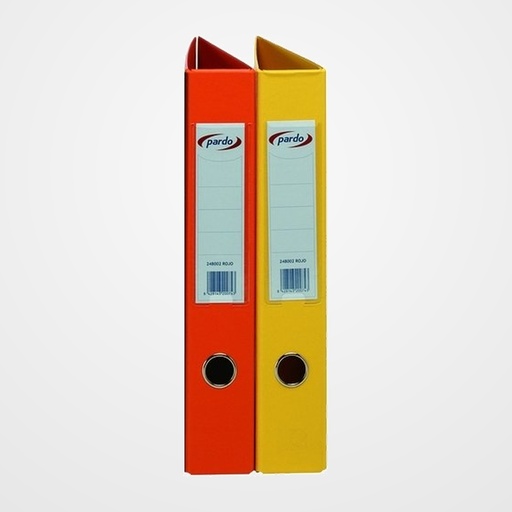 CARPETA de ANILLAS PARDO PLASTICO EXTRA Fº 4 an.MIXTAS 40mm NARANJA
