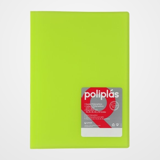 CARPETA FUNDAS (TARIFARIO) GRAFOPLAS PP FLEXIBLE POLIPLAS TRANS. Fº 10 F. VERDE