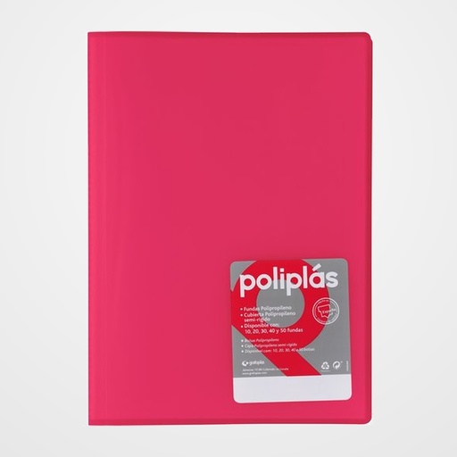 CARPETA FUNDAS (TARIFARIO) GRAFOPLAS PP FLEXIBLE POLIPLAS TRANS. Fº 30 F. FUCSIA