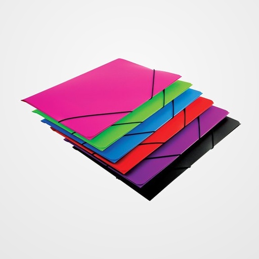 CARPETA de GOMAS y SOLAPAS POLIPROPILENO Fº COLOR SURTIDO 6 COLORES