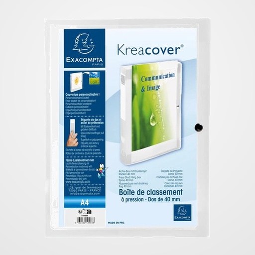 CARPETA de PROYECTOS EXACOMPTA EXABOX PP KREACOVER A4 4 cm TRANSLUCIDO