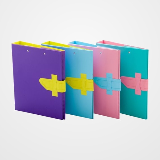 CARPETA de ANILLAS con PINZA MINICLIP SUPERIOR IBERPLAS PVC ESCOLAR Fº  4 an.25mm con TRABILLA COLORES MIX