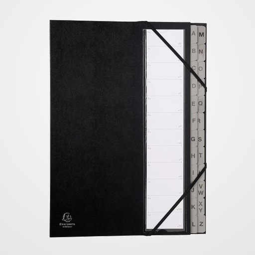 CLASIFICADOR lomo FUELLE EXACOMPTA PP A4 24 SEPARAD. (A-Z) GOMAS NEGRO