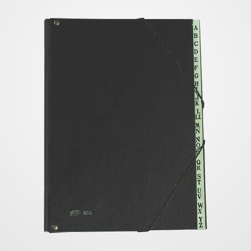 CLASIFICADOR lomo FUELLE PARDO PVC Fº 18 DPTOS.GOMAS ALFABETICO NEGRO