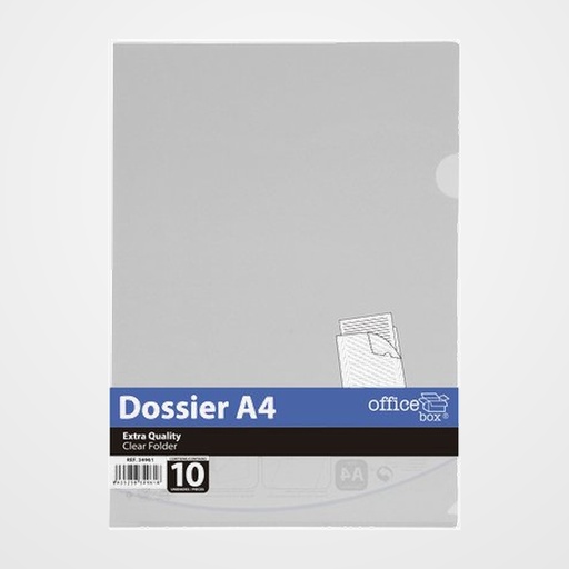 DOSIER UÑERO EXTRA OFFICE BOX A4 CRISTAL PAQUETE de 10