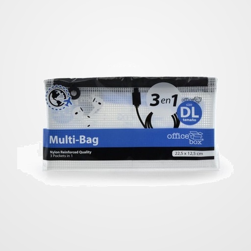 DOSIER SOBRE OFFICE BOX  CREMALLERA DL con BOLSILLO 3 en 1 NEGRO