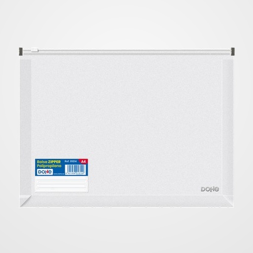 DOSIER SOBRE DOHE ZIP A4 APAISADO EXPANDIBLE PP TRANSLUCIDO
