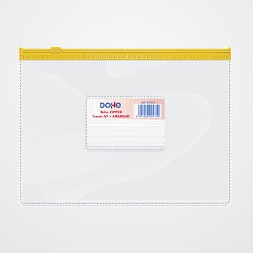 DOSIER SOBRE DOHE ZIPPER A5 APAISADO PVC TRANSPARENTE/AMARILLO