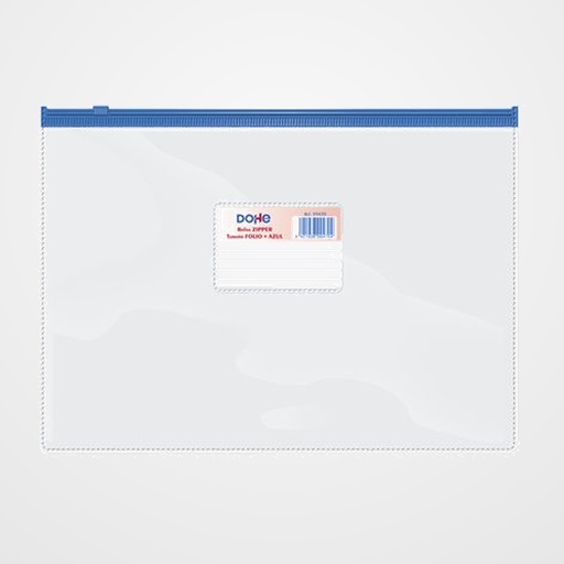 DOSIER SOBRE DOHE ZIPPER Fº APAISADO PVC TRASPARENTE/AZUL