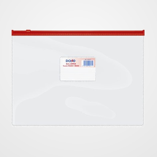 DOSIER SOBRE DOHE ZIPPER Fº APAISADO PVC TRASPARENTE/ROJO