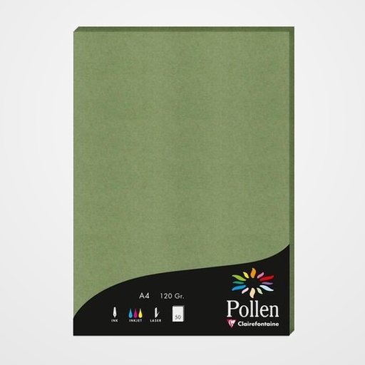 PAPEL CLAIREFONTAINE POLLEN A4 120g 50h VERDE SALVIA