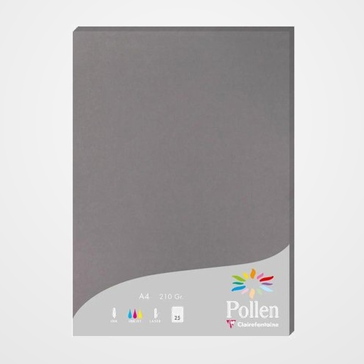 PAPEL CLAIREFONTAINE POLLEN A4 210g 25h GRIS ACERO