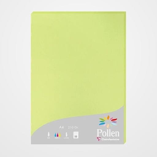 PAPEL CLAIREFONTAINE POLLEN A4 210g 25h VERDE YEMA
