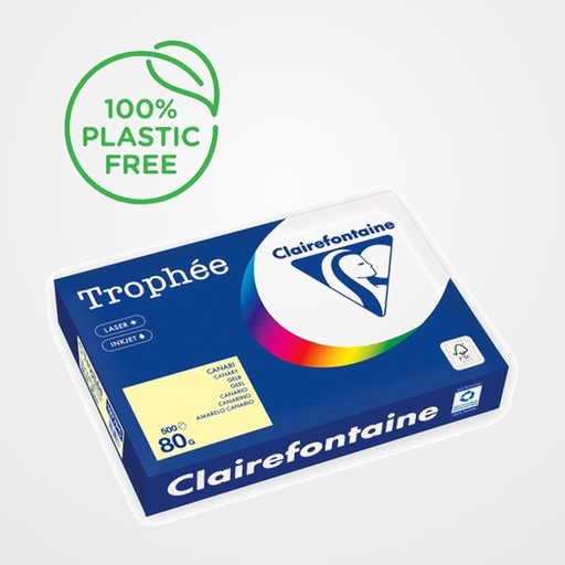 PAPEL de COLOR A4 CLAIREFONTAINE TROPHEE 80g 500h PASTEL AMARILLO CANARIO