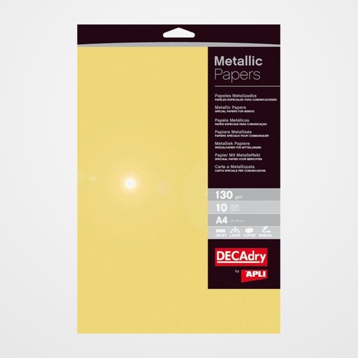PAPEL METALIZADO A4 APLI 130g 10h ORO