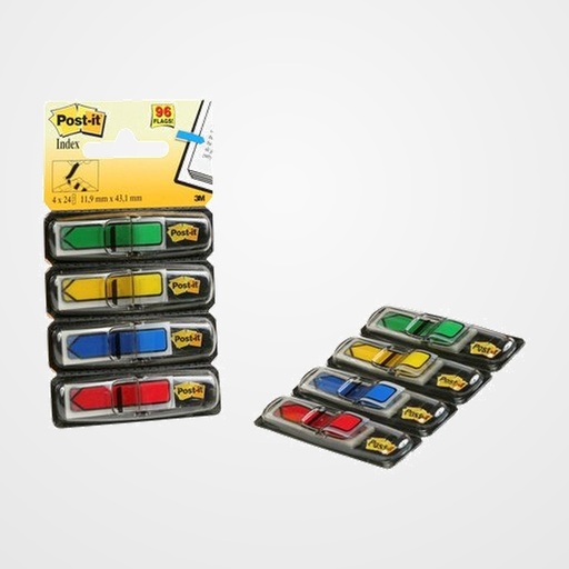 BANDERITAS ADHESIVAS POST-IT 684 FLECHA PACK de 4 (AMARILLO-AZUL-ROJO-VERDE)