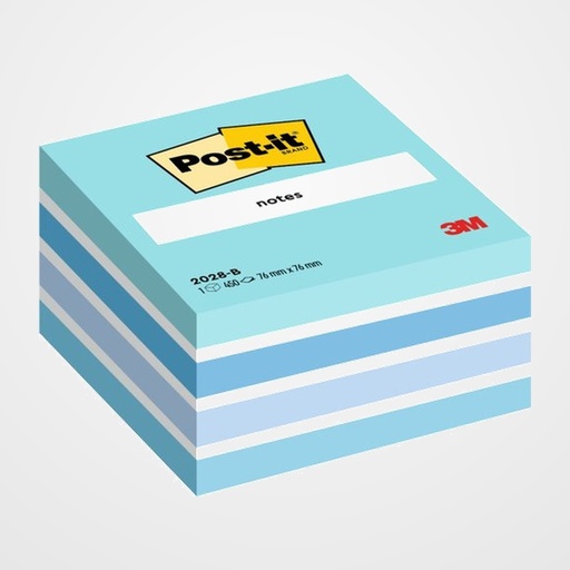 TACO NOTAS POST-IT CUBO 76X76X45  450 HOJAS AZUL PASTEL