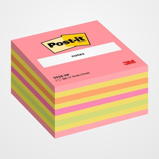 TACO NOTAS POST-IT CUBO 76X76X45  450 HOJAS ROSA NEON