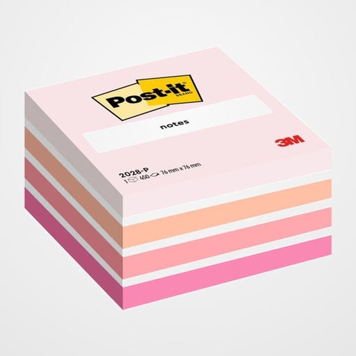 TACO NOTAS POST-IT CUBO 76X76X45  450 HOJAS ROSA PASTEL