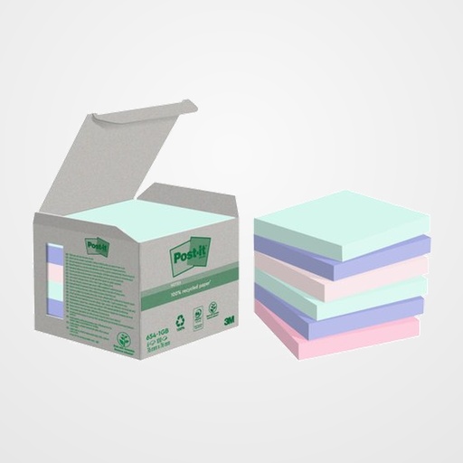 TACO NOTAS POST-IT RECICLADOS 654 76x76 COLORES SURTIDO 100h TORRE DE 6