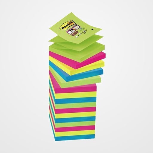 NOTAS ADHESIVAS POST-IT 90h Z NOTES  76x76 (R330) SUPER STICKY COLORES SURTIDOS PACK DE 16 (14+2)